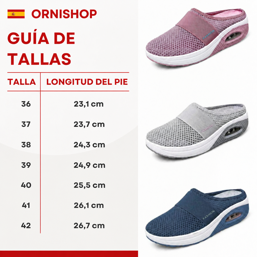 Zapatillas OrthoAir. Confort y alivio garantizados para el dolor de pies, con soporte y amortiguación.