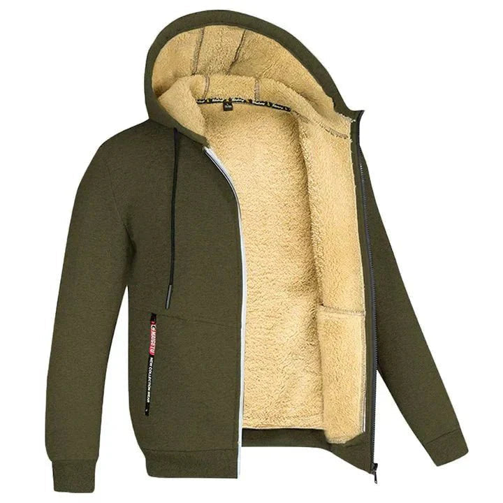 Abrigo de felpa con capucha y cremallera, unisex, cálido y confortable para el frío.