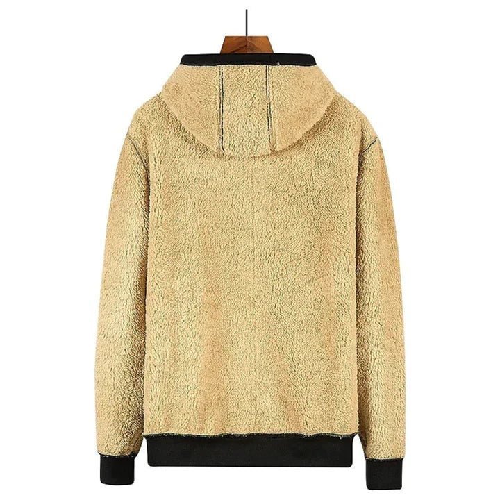 Chaqueta de felpa unisex con capucha, cremallera, abrigo cálido y cómodo casual.