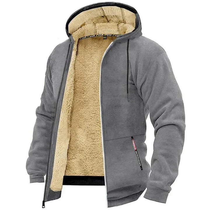 Sudadera casual de felpa, unisex, con cremallera y capucha, ideal para calor y confort.