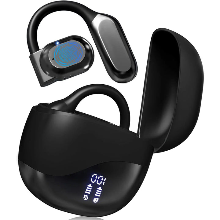 Auriculares traductores inteligentes, negros, con 144 idiomas en tiempo real, Bluetooth y portabilidad.