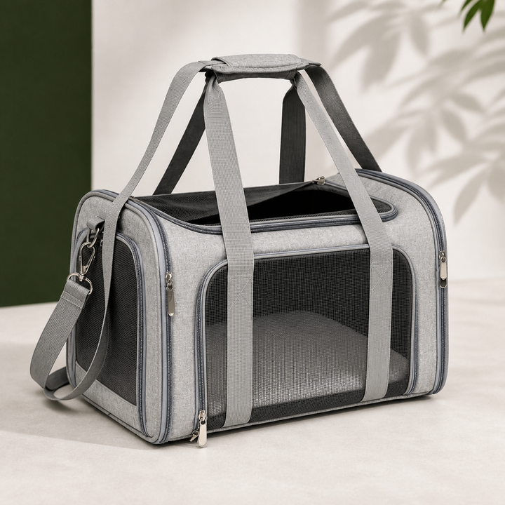 Transportín homologado para perros y gatos. Ideal para viajes en aerolíneas, seguro y confortable en cabina.