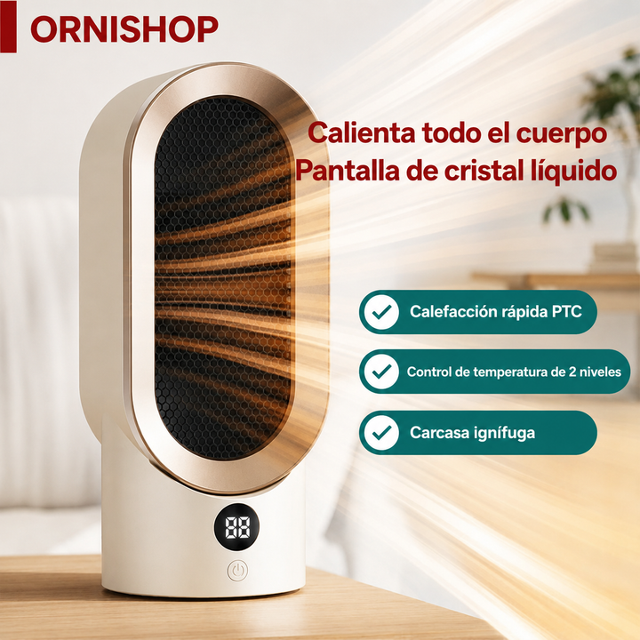Calefactor portátil compacto: Calor instantáneo para hogar u oficina. Eficiente y fácil de usar en invierno.