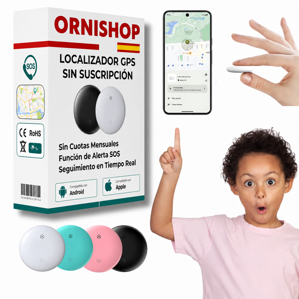 Rastreador GPS para niños sin cuotas. Localizador infantil seguro con app móvil para Android e iPhone.