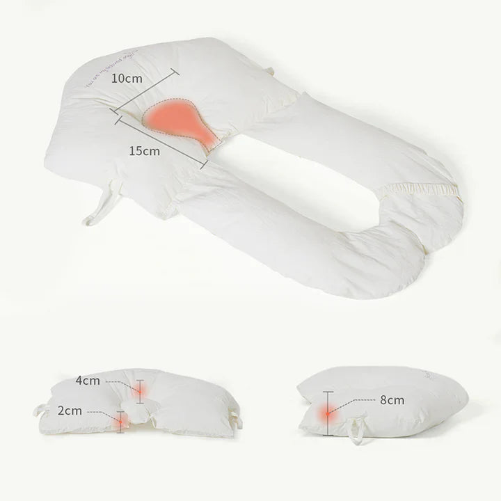 Cojín ergonómico de algodón para bebés, previene plagiocefalia, asegura sueño profundo y seguro para recién nacidos.