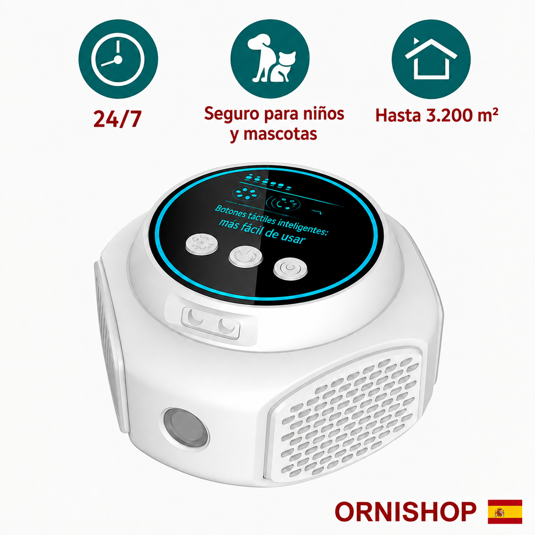 Ahuyentador ultrasónico antiarañas. Dispositivo blanco para hogar libre de plagas sin químicos.