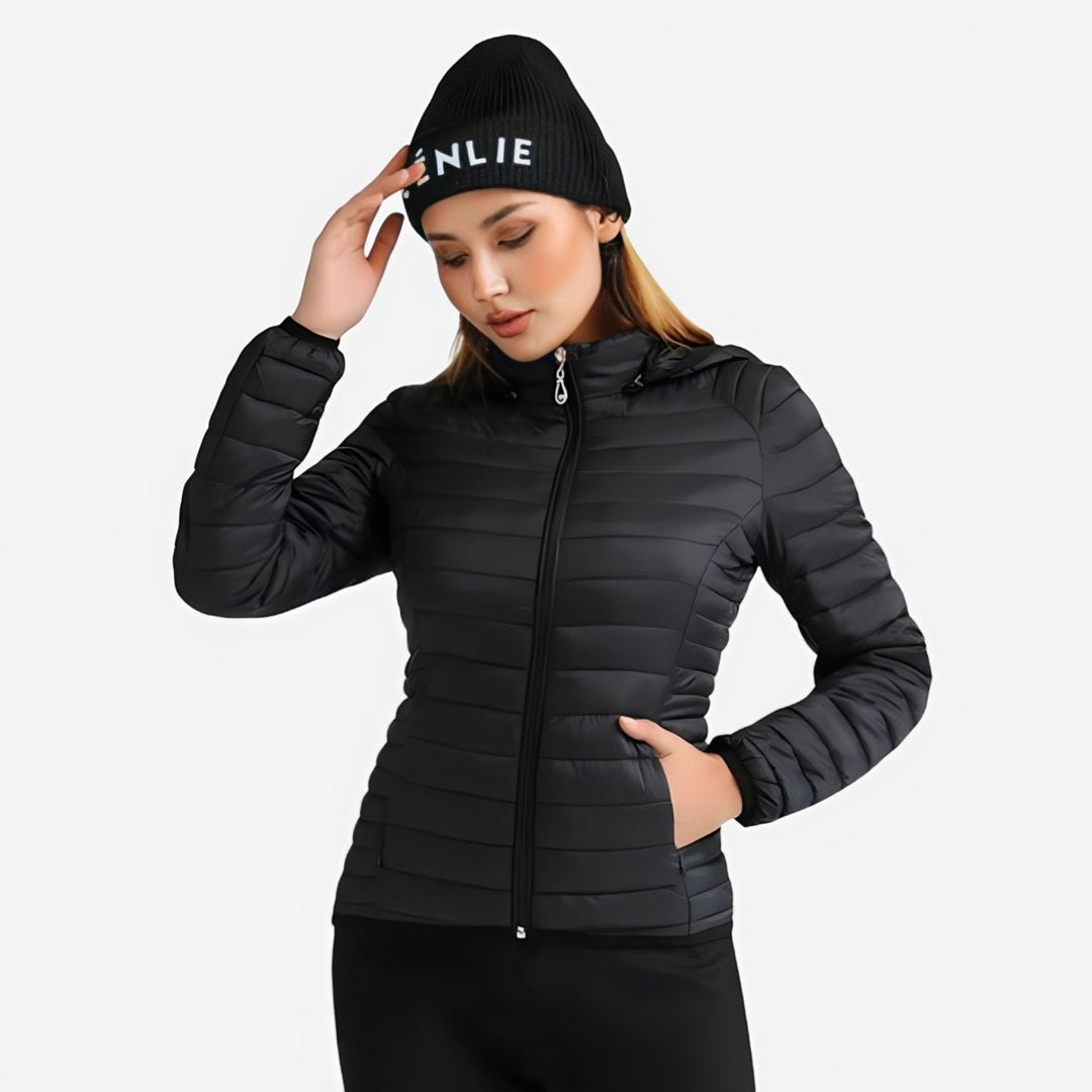 Abrigo ultraligero de mujer para invierno. Perfecto para deportes al exterior, senderismo y aventura.
