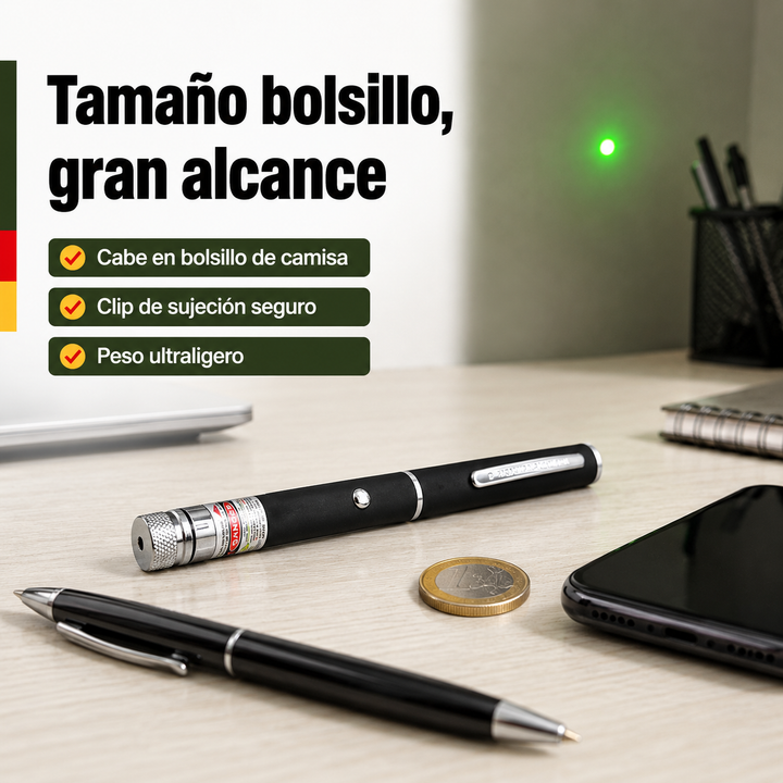 Puntero láser dual verde y rojo, juguete interactivo para gatos. Proporciona entretenimiento y ejercicio.