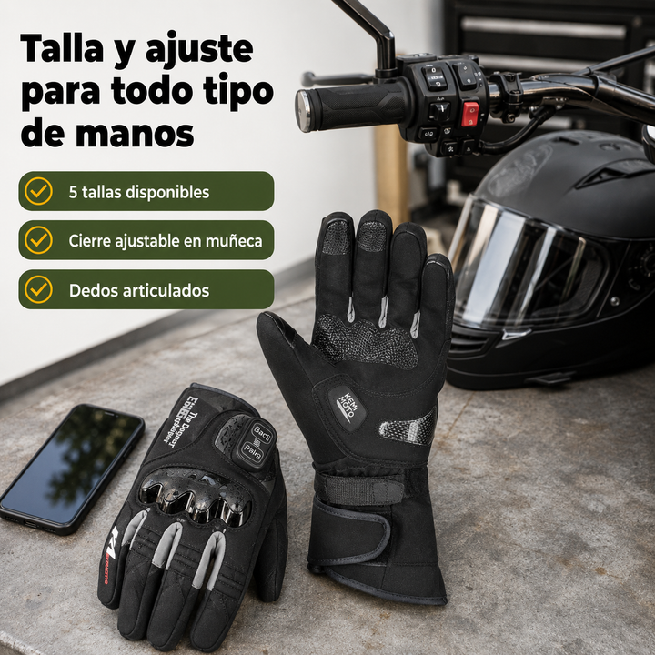 Guantes de moto calefactables unisex con batería, para frío extremo.