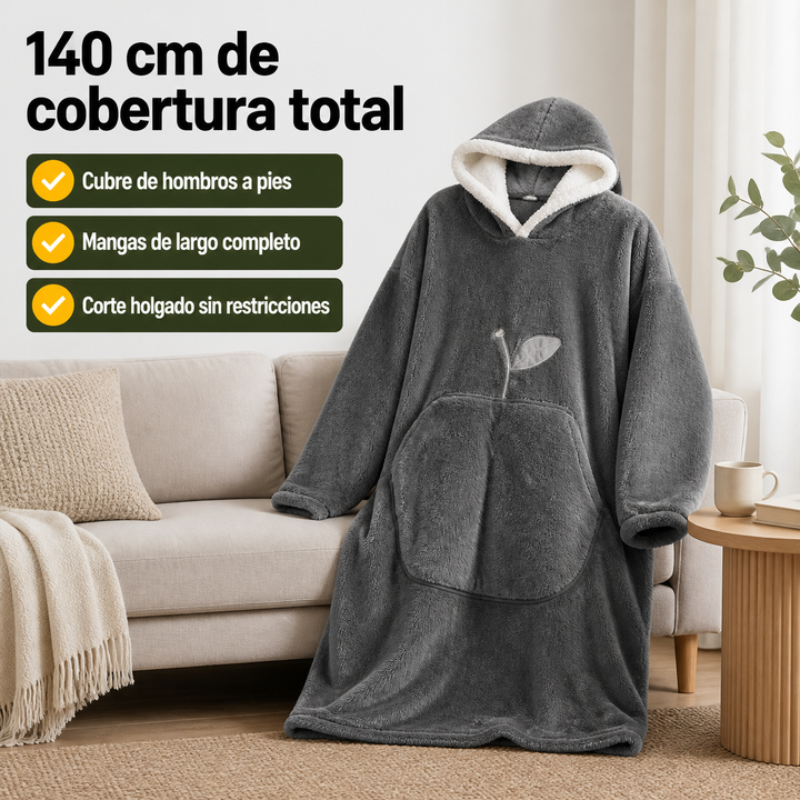 Manta con capucha y mangas para adultos, diseño unisex y acogedor, ideal para el relax en invierno.