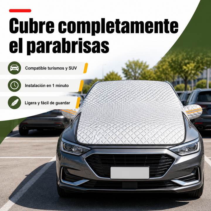 Protector impermeable de parabrisas para automóvil. Ideal contra nieve, hielo y rayos UV. Fácil instalación universal.