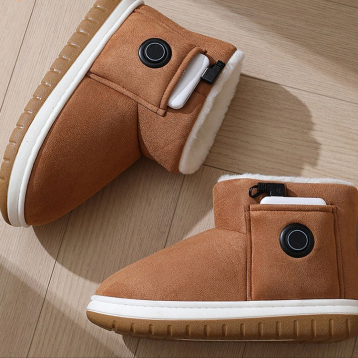 Zapatillas calefactables lavables con conexión USB. Ideal para mantener los pies calientes en el hogar.