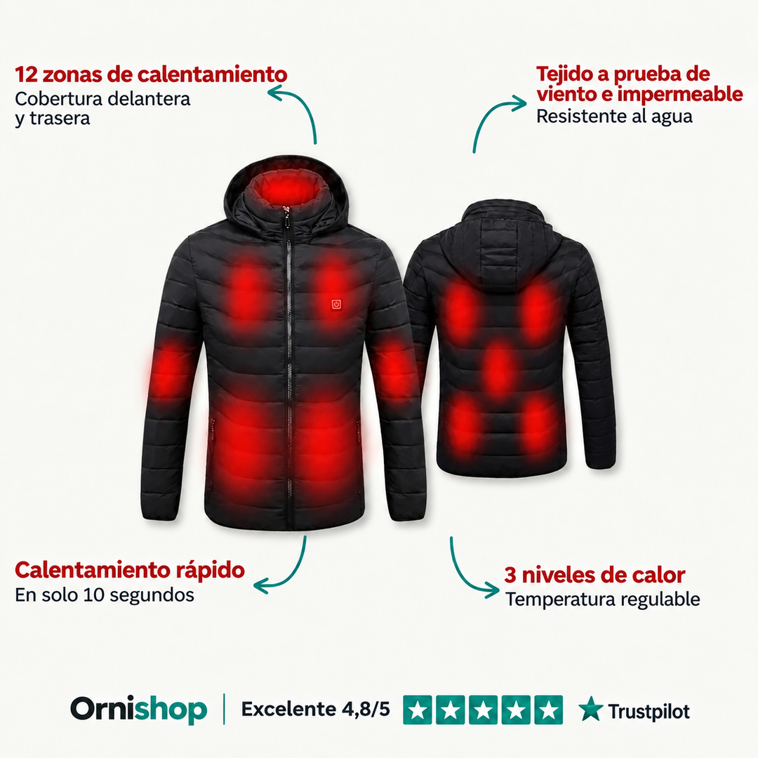 Abrigo térmico de mujer para invierno, con sistema de calefacción. Perfecto para exteriores, brindando calor y estilo.
