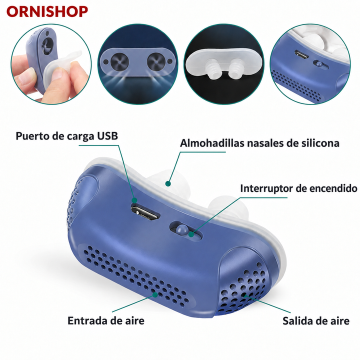 Antirronquidos Micro CPAP silencioso, ayuda a combatir apnea y ronquidos. Mejora tu descanso nocturno.