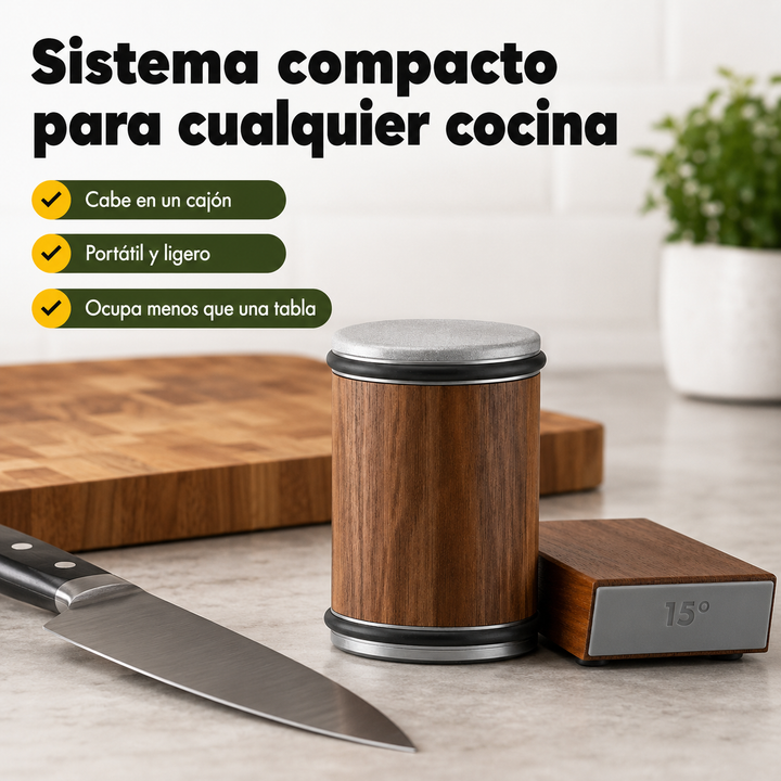 Afilador rodante de diamante para cuchillos de cocina, herramienta profesional con ángulos fijos.