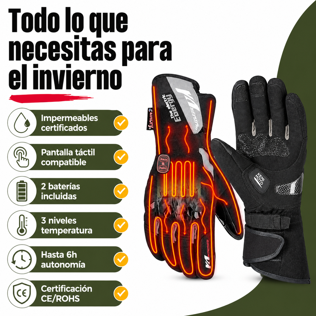 Protección y calor: guantes calefactables impermeables para motociclistas.