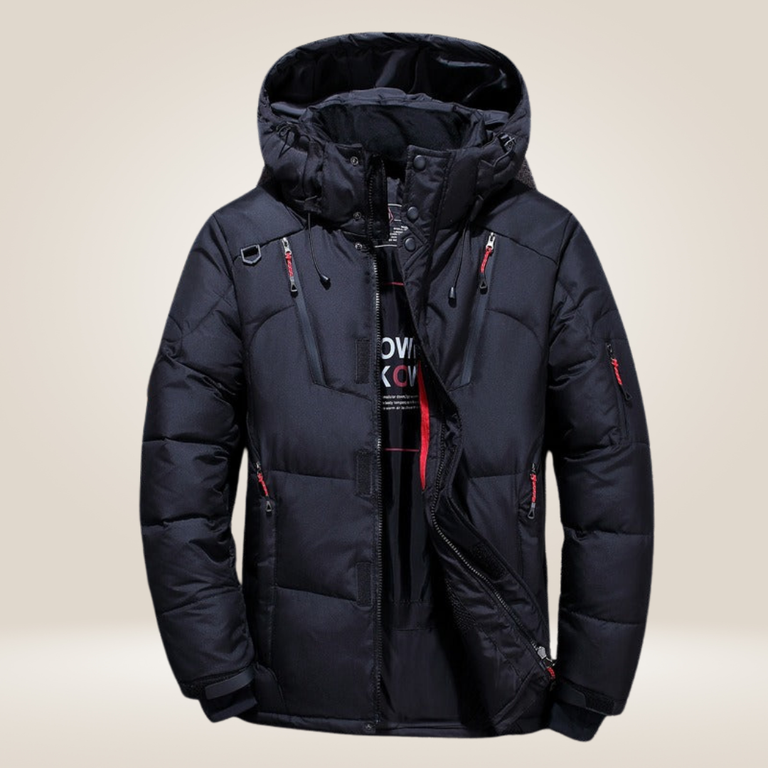 Cazadora acolchada de hombre, impermeable y térmica, con capucha, perfecta para bajas temperaturas.