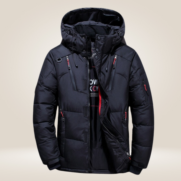 Cazadora acolchada de hombre, impermeable y térmica, con capucha, perfecta para bajas temperaturas.