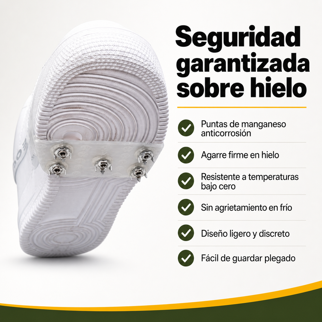 Par de crampones universales antideslizantes para zapatos, ideales en invierno, nieve y hielo. Seguridad garantizada.