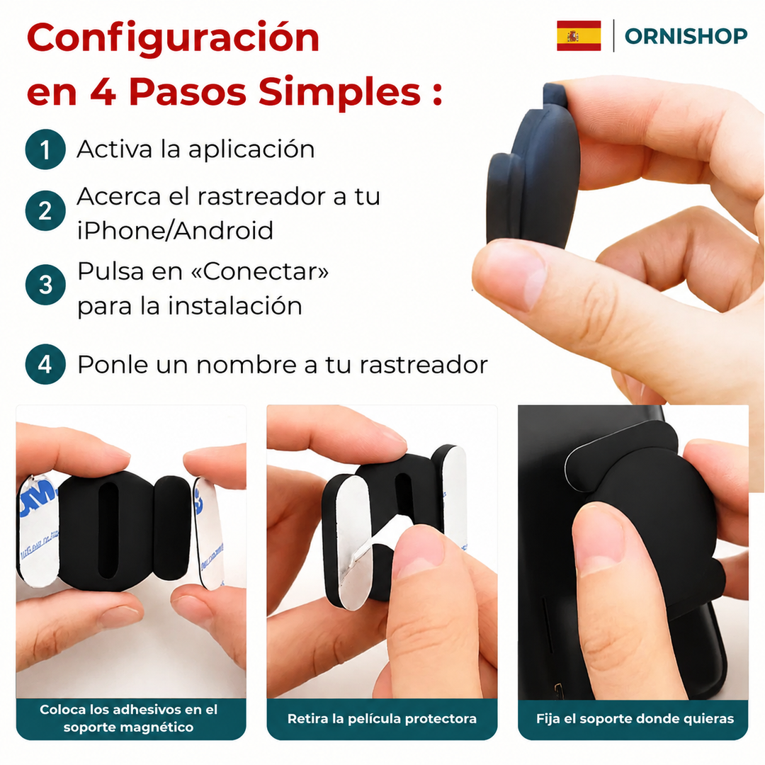 Rastreador GPS compacto y discreto para vehículos. Localizador sin cuotas con batería de larga duración.