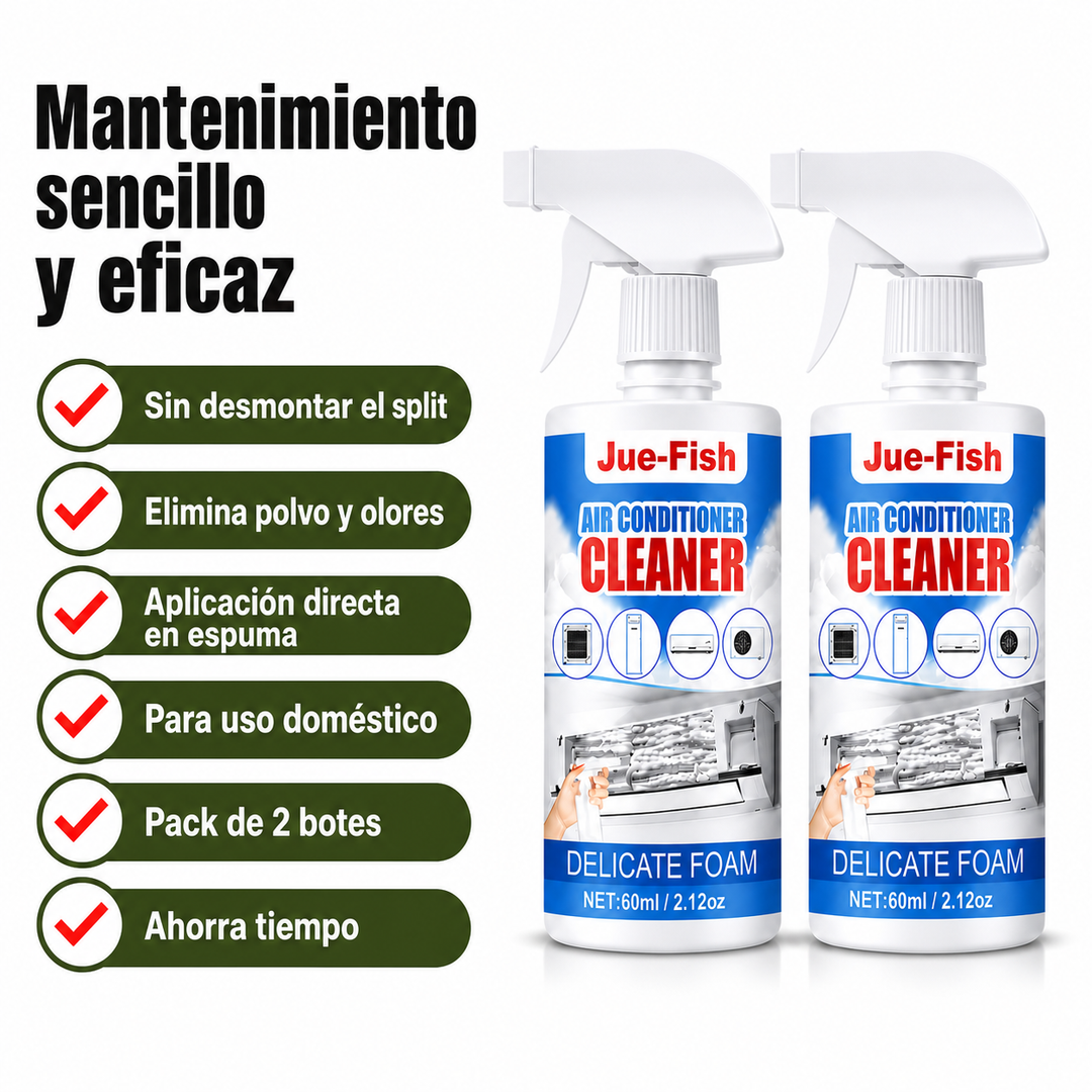 Espuma limpiadora para aires acondicionados split. Limpieza profunda contra olores y polvo.