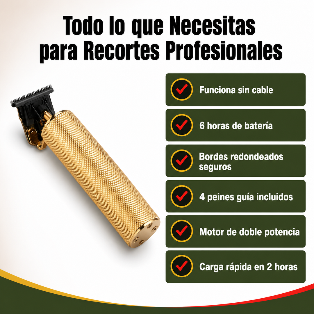 Recortadora de pelo inalámbrica y recargable para hombre, máxima libertad en el aseo de barba y contornos.