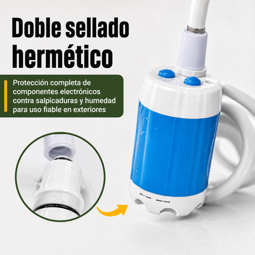 Solución de higiene portátil para caravanas y exteriores. Ducha refrescante en cualquier lugar, ideal para el aire libre.
