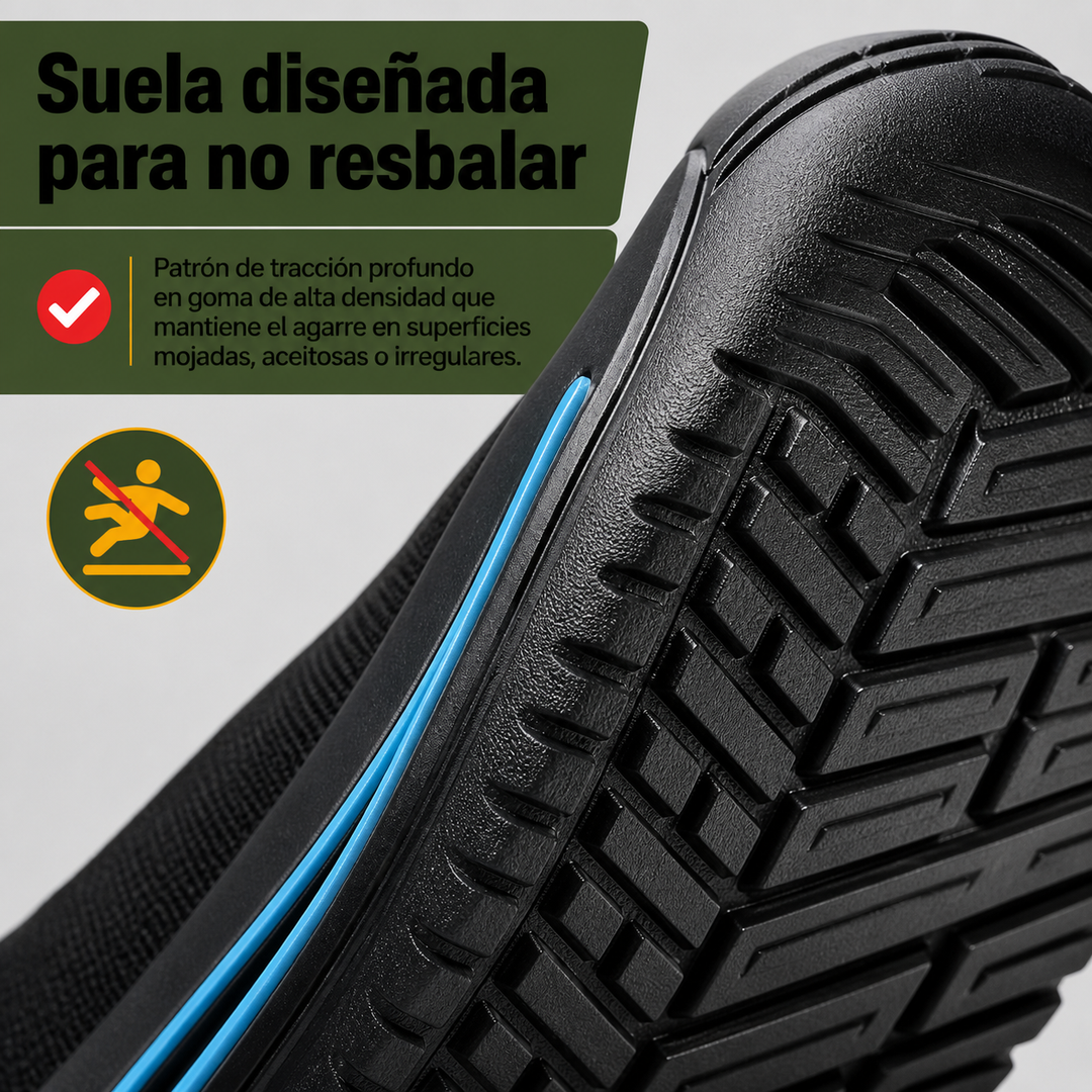 Botas de seguridad ligeras para hombre, transpirables con malla, puntera de acero, garantizan confort y protección.