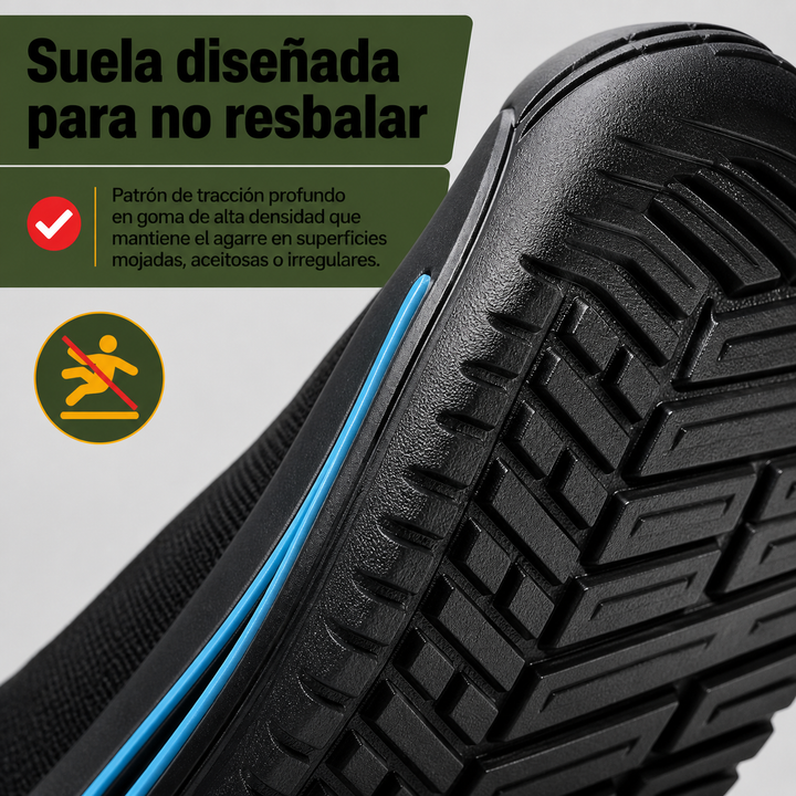 Botas de seguridad ligeras para hombre, transpirables con malla, puntera de acero, garantizan confort y protección.