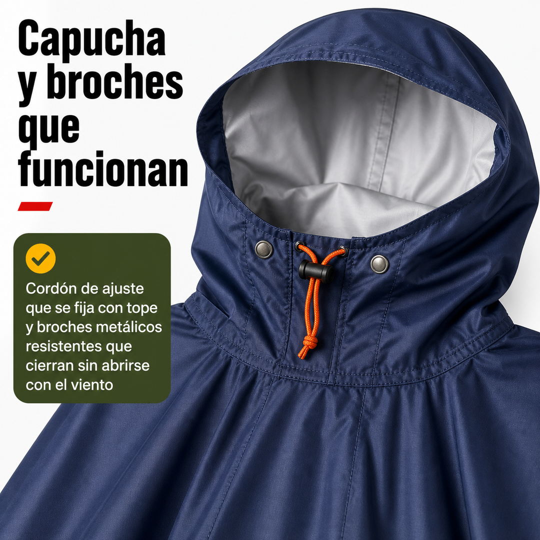 Poncho unisex para camping y senderismo. Resistente al viento y la lluvia, ofrece protección esencial en exterior.