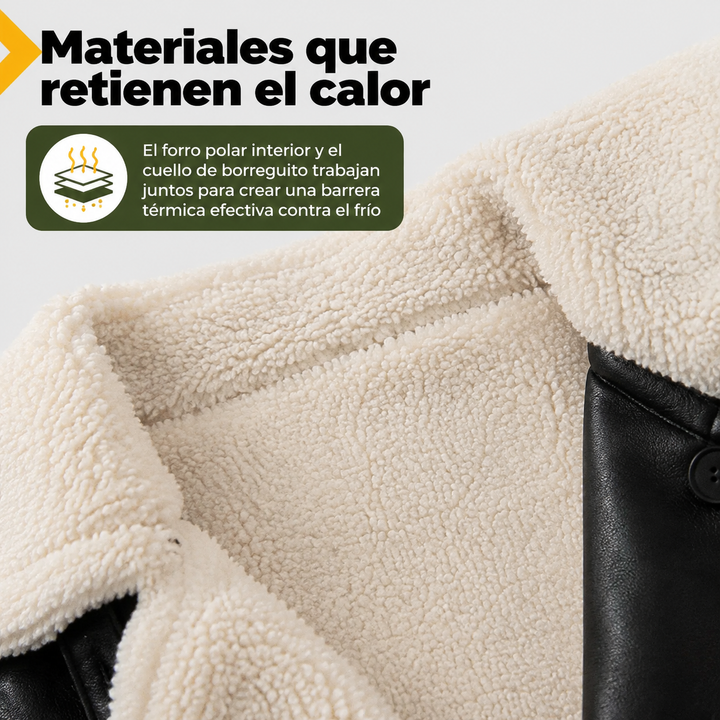 Abrigo largo de mujer, ideal para el invierno. Con forro polar y cuello borreguito, moda clásica y confortable.