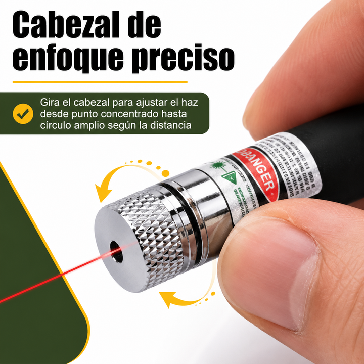 Puntero láser portátil con doble color (rojo y verde). Útil para presentaciones, clases y divertido juguete.