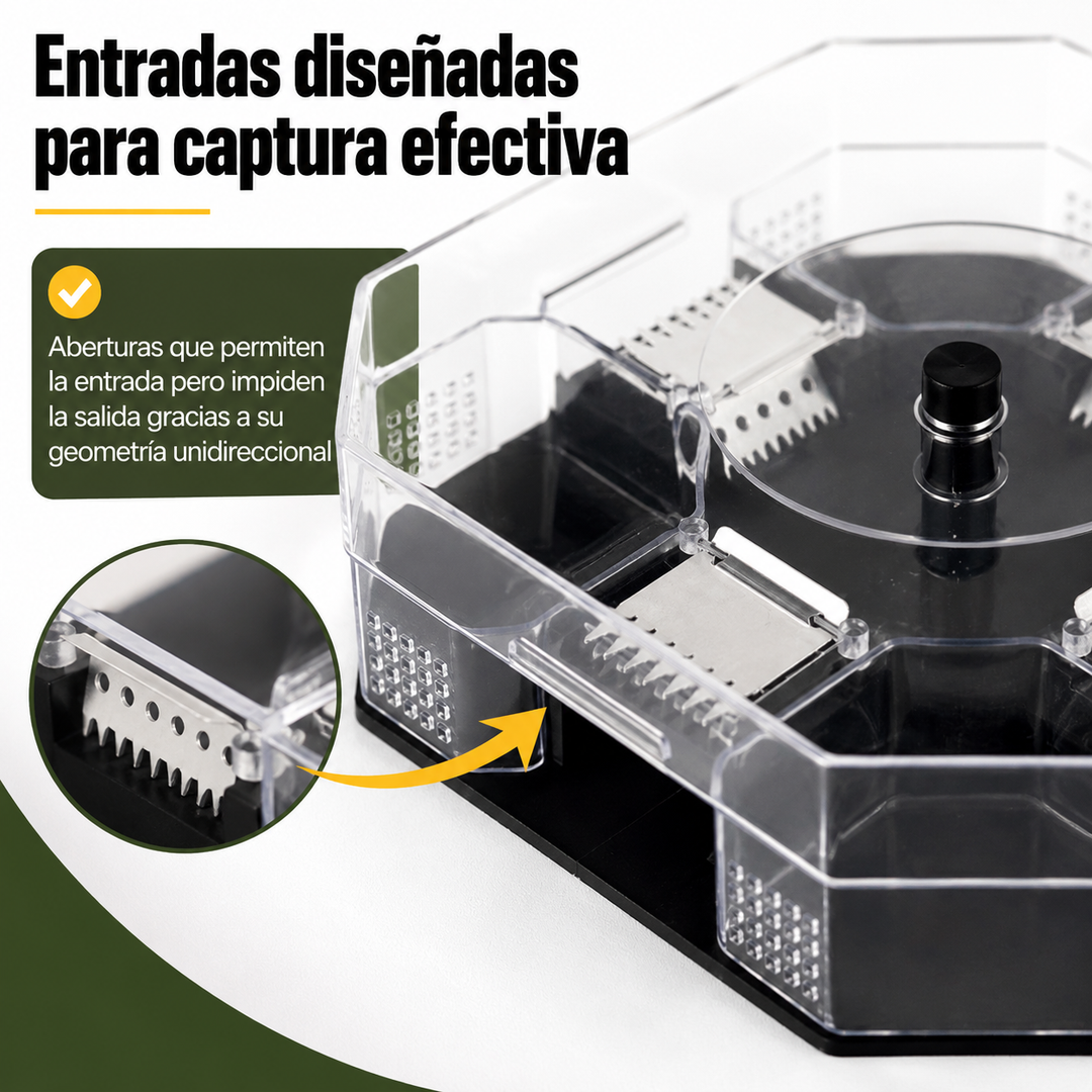 Trampa para cucarachas reutilizable y segura, ideal para un control de plagas efectivo y sin químicos en cualquier hogar.