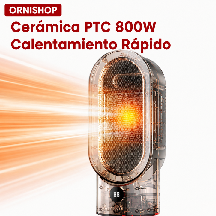 Calefactor con termostato, seguro y compacto. Proporciona calor instantáneo y ahorro en cualquier habitación.