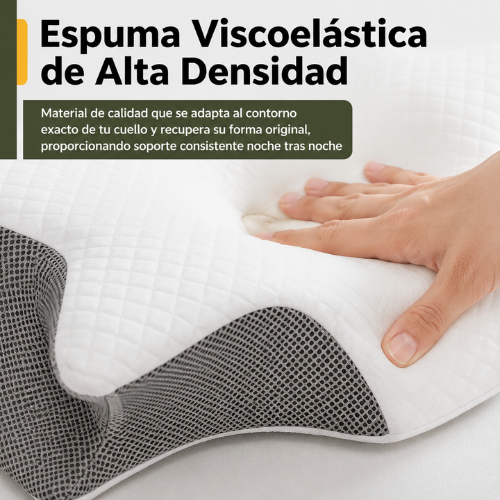 Soporte cervical avanzado con almohada ergonómica para la cabeza, aliviando el dolor de cuello al dormir boca arriba o de lado.
