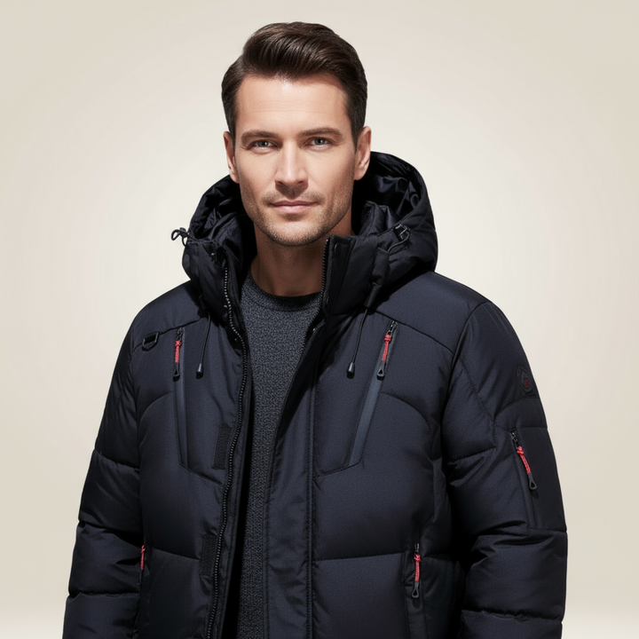 Chaqueta térmica de invierno para hombre, acolchada, resistente al agua, estilo casual y moderno.