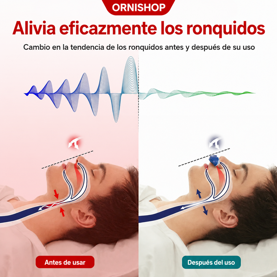 Solución portátil para apnea del sueño y ronquidos. Disfruta un descanso profundo en casa o de viaje.