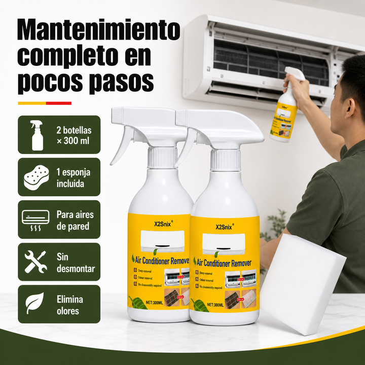 Kit completo para limpieza y mantenimiento de aire acondicionado en el hogar. Aire fresco y puro.