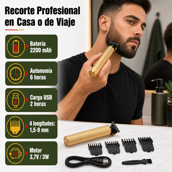 Cortadora de contornos para hombre, cuchilla de precisión para un afeitado definido y limpio. Inalámbrica.