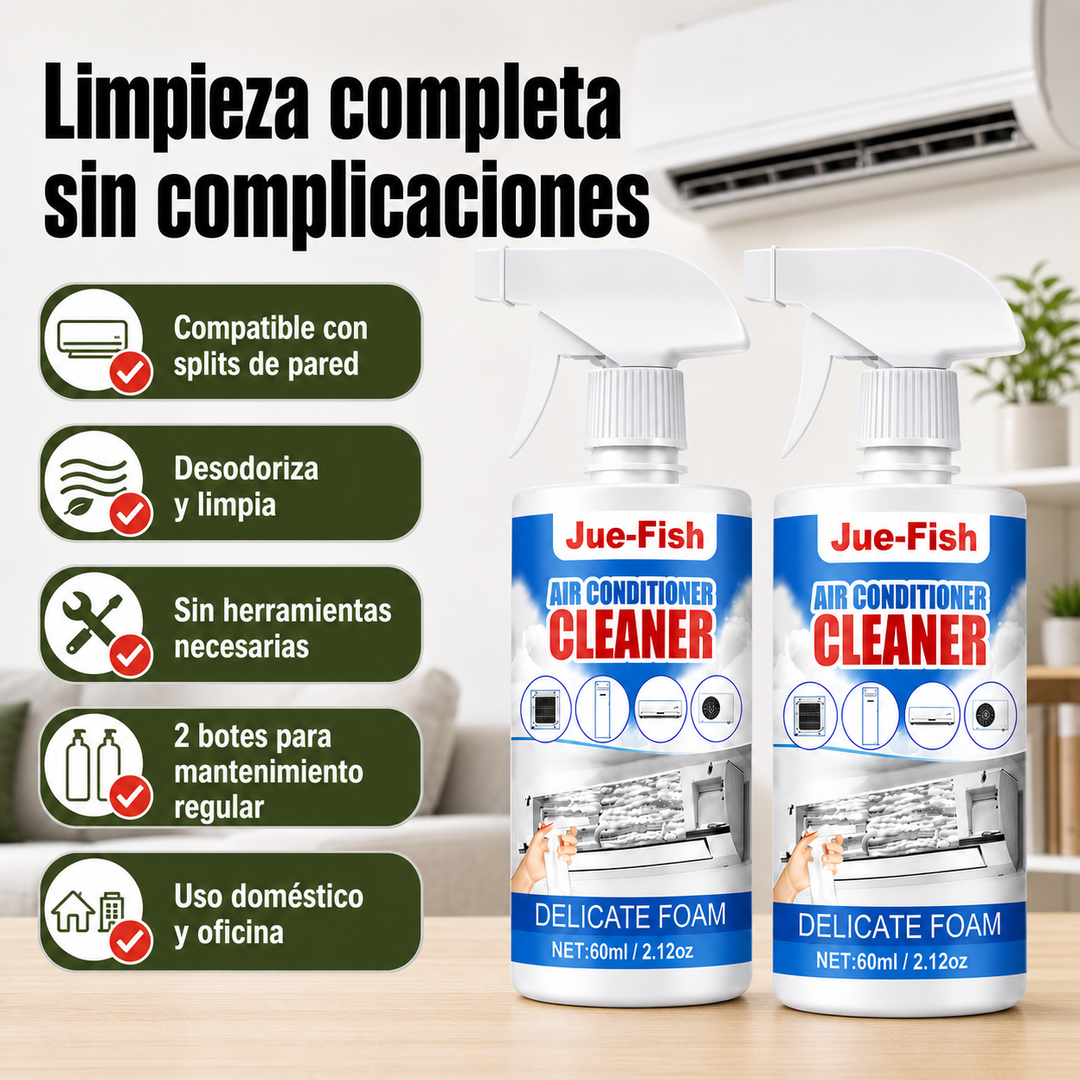 Kit doble de limpieza en espuma para aire acondicionado. Ideal para eliminar suciedad y olores en casa.