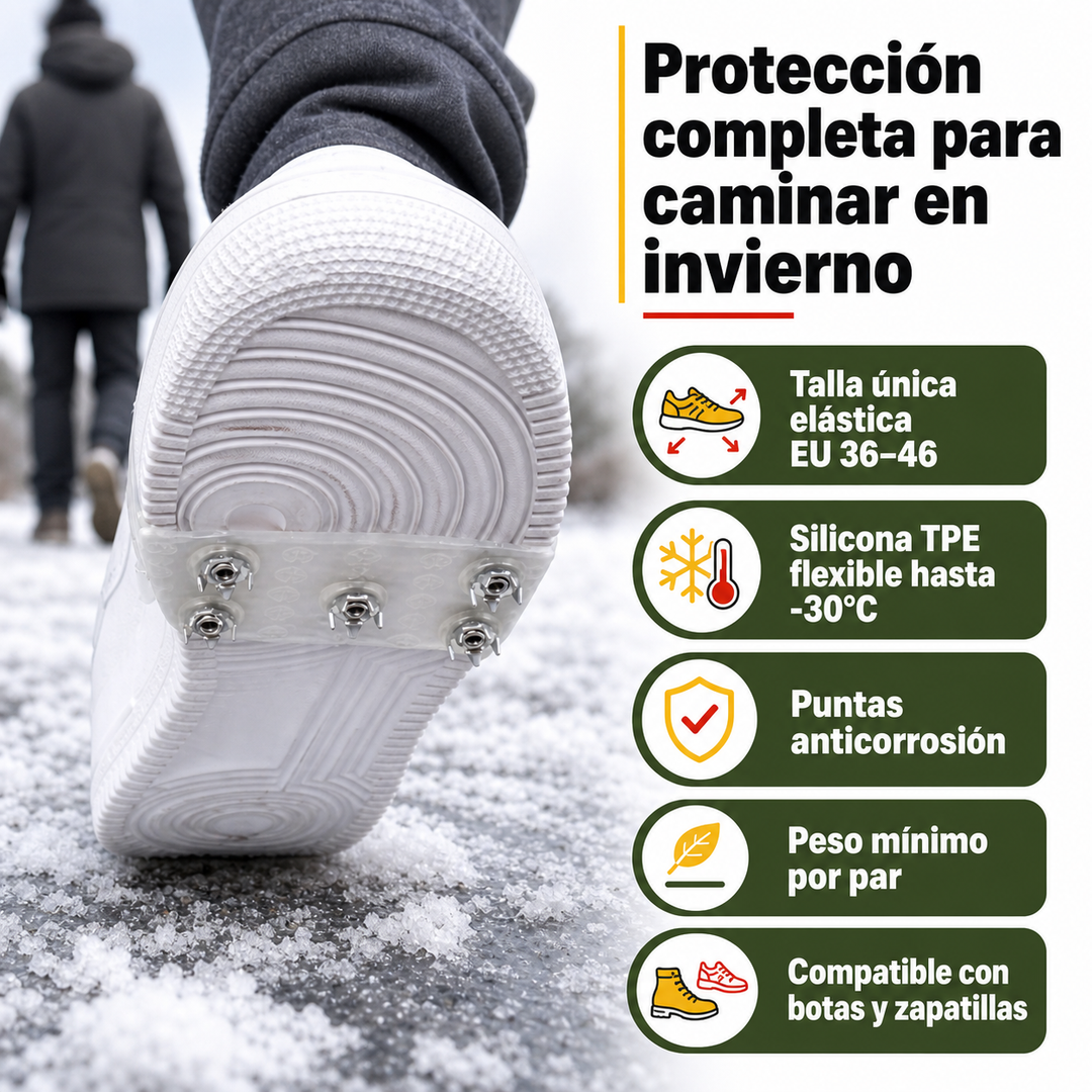 Crampones unisex para caminar sobre hielo y nieve. Accesorios de seguridad esenciales para senderismo invernal.
