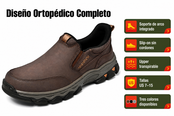 Confort diario con estos zapatos ortopédicos de hombre, sin cordones, con soporte de arco y suela antideslizante.