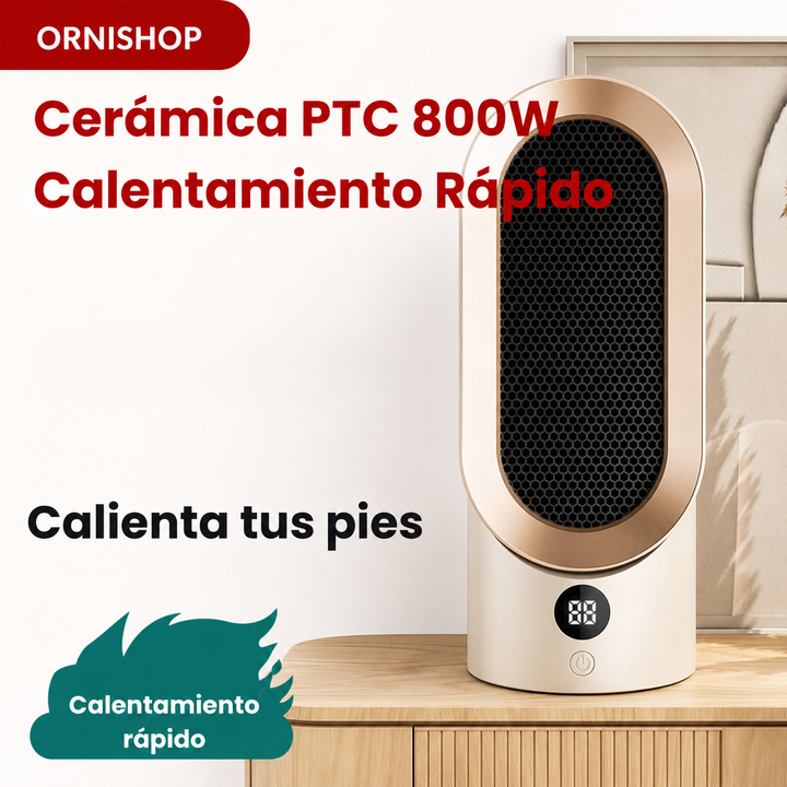 Calefactor portátil silencioso para invierno. Calor potente y eficiente para hogar y oficina. Ahorro energético.