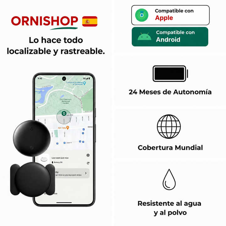 Gato jugando con rastreador GPS ultraligero IP67. Localizador resistente al agua para mascotas.