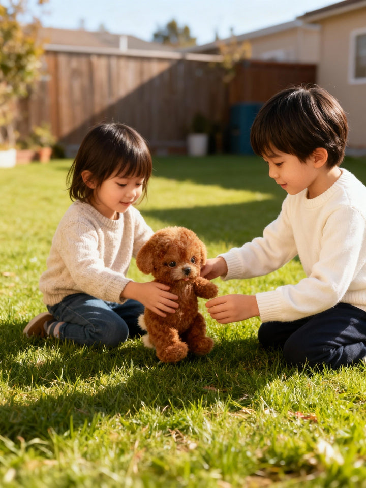 Perrito robótico de juguete, interactivo y educativo, fomenta la creatividad en los niños.
