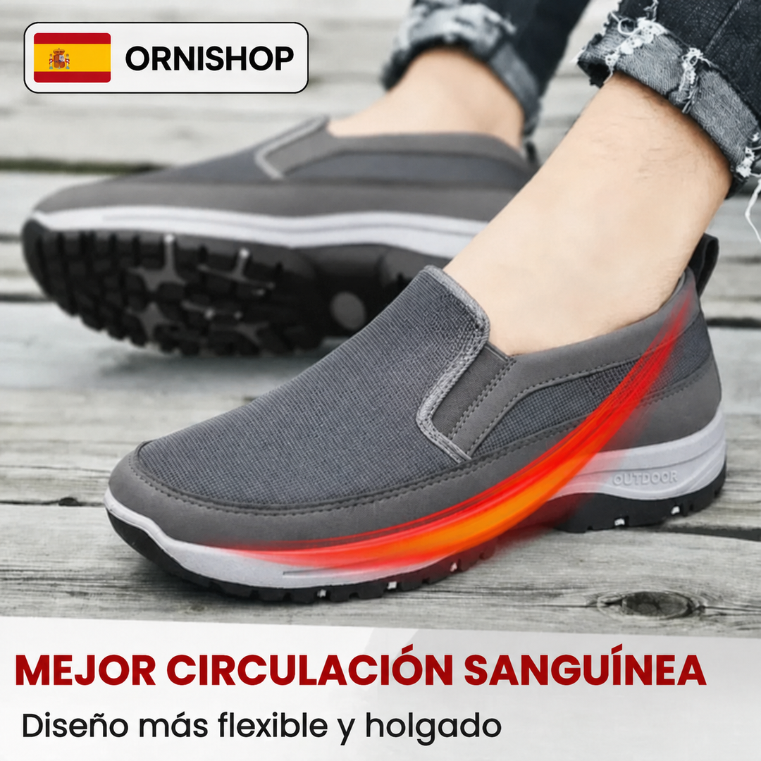 Zapatillas anatómicas sin cordones que alivian el dolor de pies. Óptimas para caminar con confort.