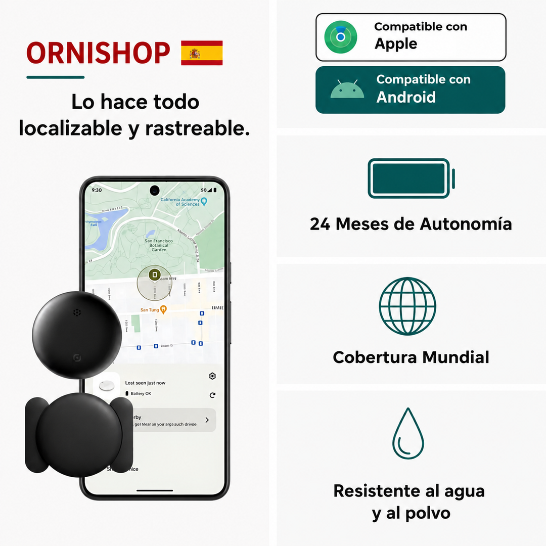 Rastreador GPS para mascotas, compatible con Android/iPhone. Seguimiento mundial en tiempo real.