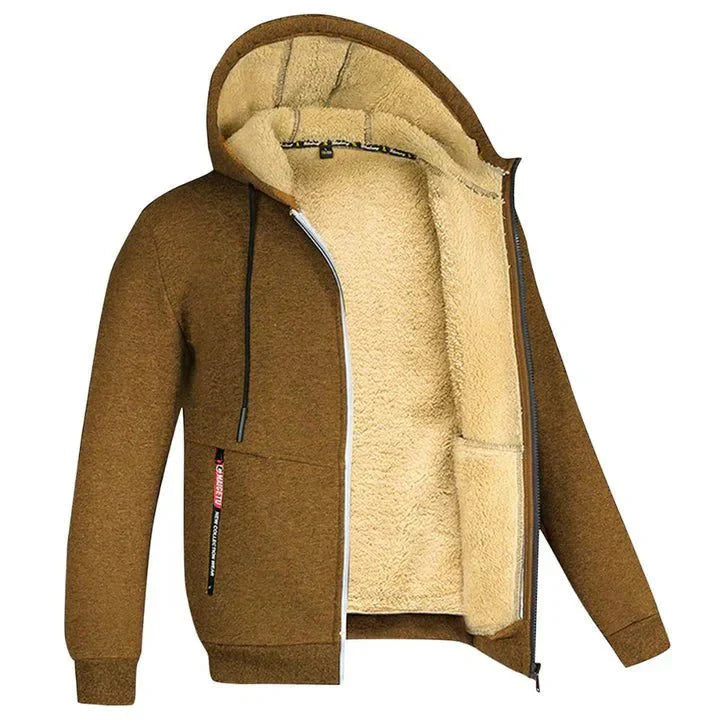 Abrigo de invierno de felpa, cálido, unisex, con cremallera completa y capucha.