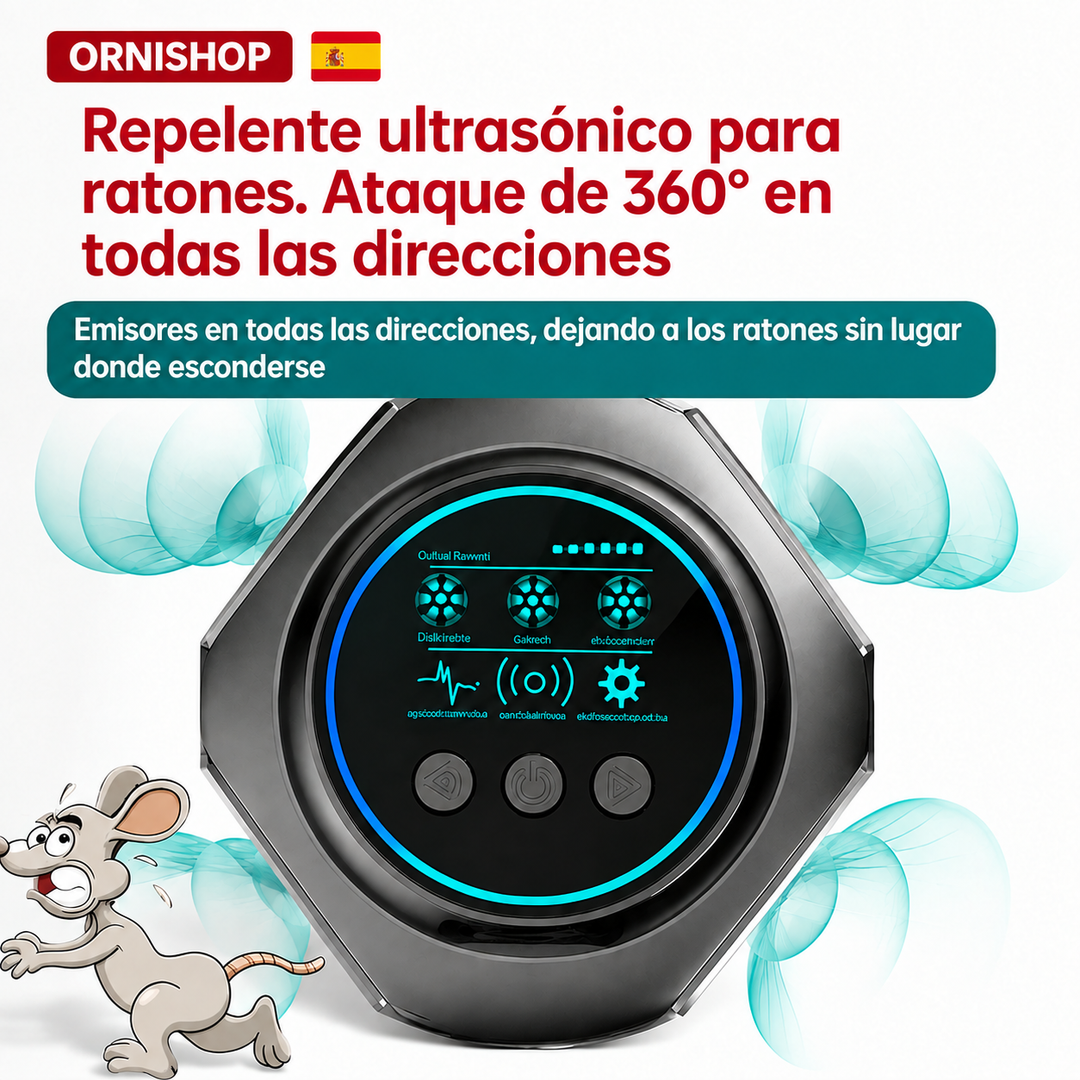Potente ahuyentador ultrasónico. Mantiene arañas, insectos y plagas lejos de su hogar de forma continua y segura.
