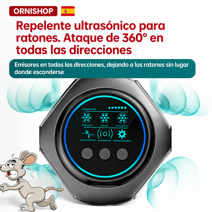 Potente ahuyentador ultrasónico. Mantiene arañas, insectos y plagas lejos de su hogar de forma continua y segura.